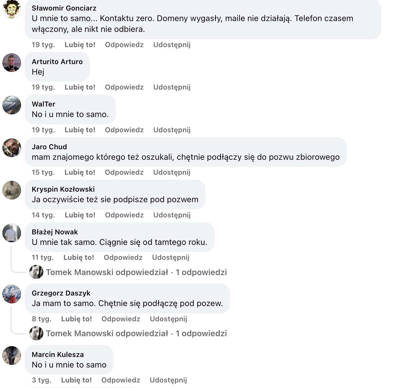 Dalsze komentarze poszkodowanych przez SHK Partner SHK Fund